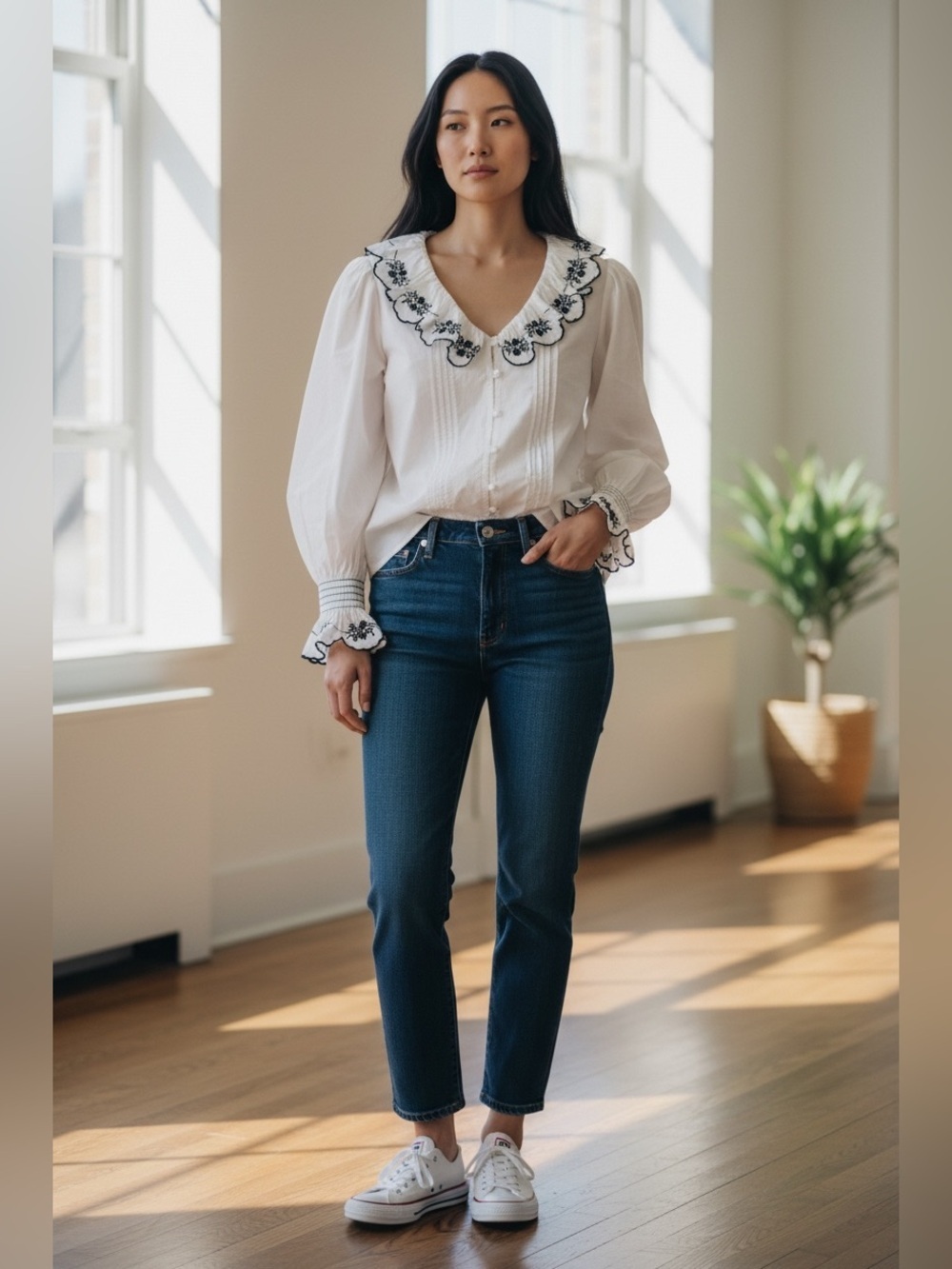 NWT Sonmer Margarita Blouse in Ecru - Size Large | Quiet Luxury Brand